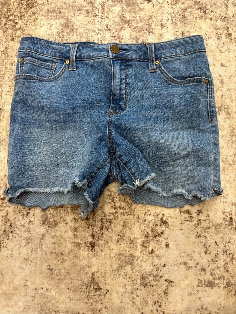 Seven7 Stretch Denim Raw Hem Cutoff Shorts Size 12 Medium Wash